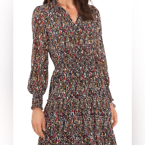 MSK Long Sleeve Foil Print Dress - Picture 2 of 4